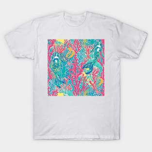 Mermaids and coral reef preppy markers doodle T-Shirt